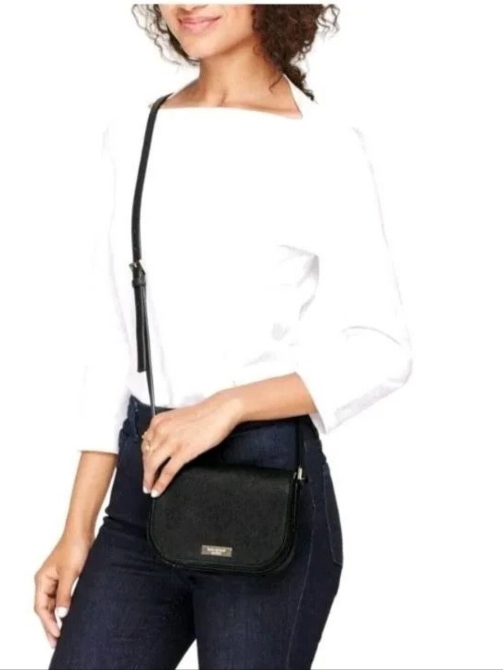 Kate Spade Laurel Way Carsen Saffiano Leather Crossbody Shoulder Bag Black